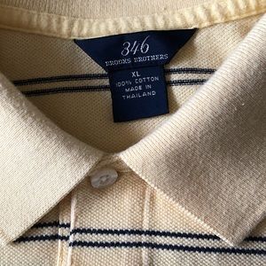 Men’s yellow short sleeve with blue stripes